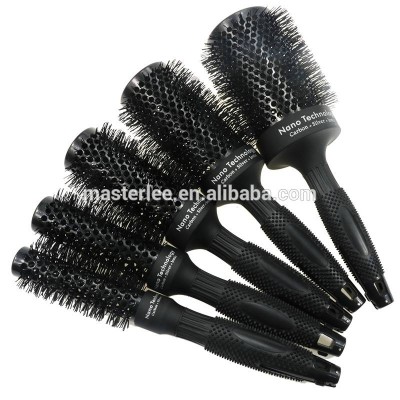 Masterlee Brand black Nano Ceramic Round plastic Salon Hair Brush