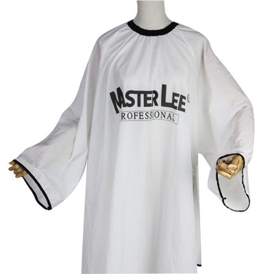 Masterlee Brand Salon Baber  Capes Aprons Sleeve Wrap In White Printed Private Logo Waterproof