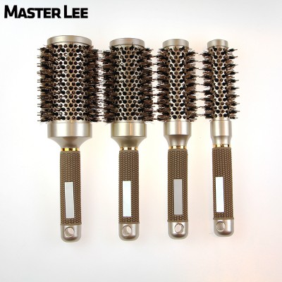 Masterlee Brand New Idea Golden Ceramic Coating Barrel Boar Bristle Curling Hair Brush